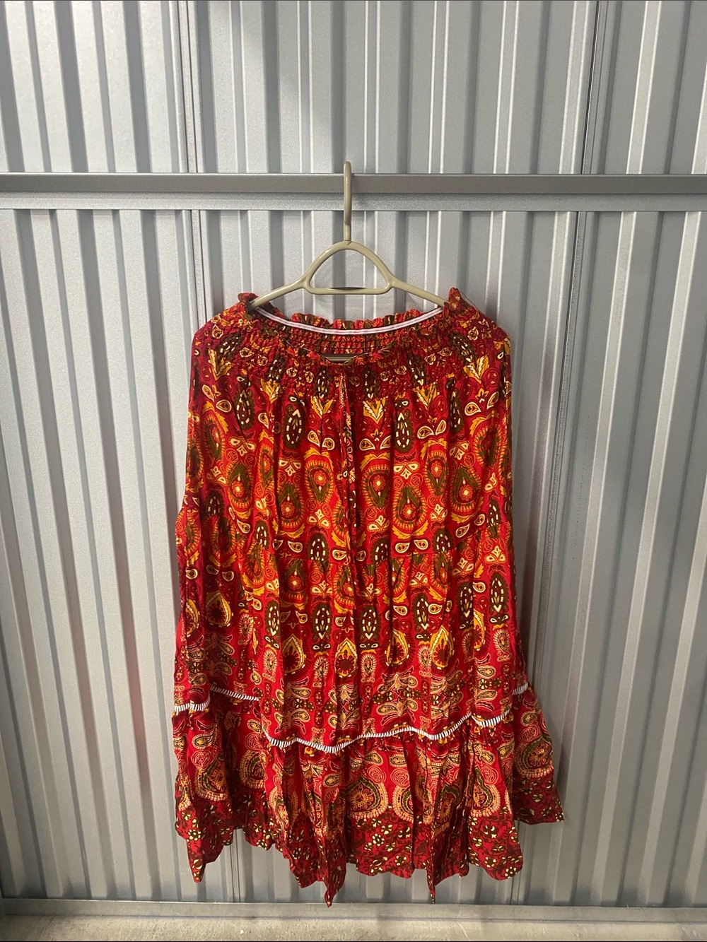 Red floral skirt